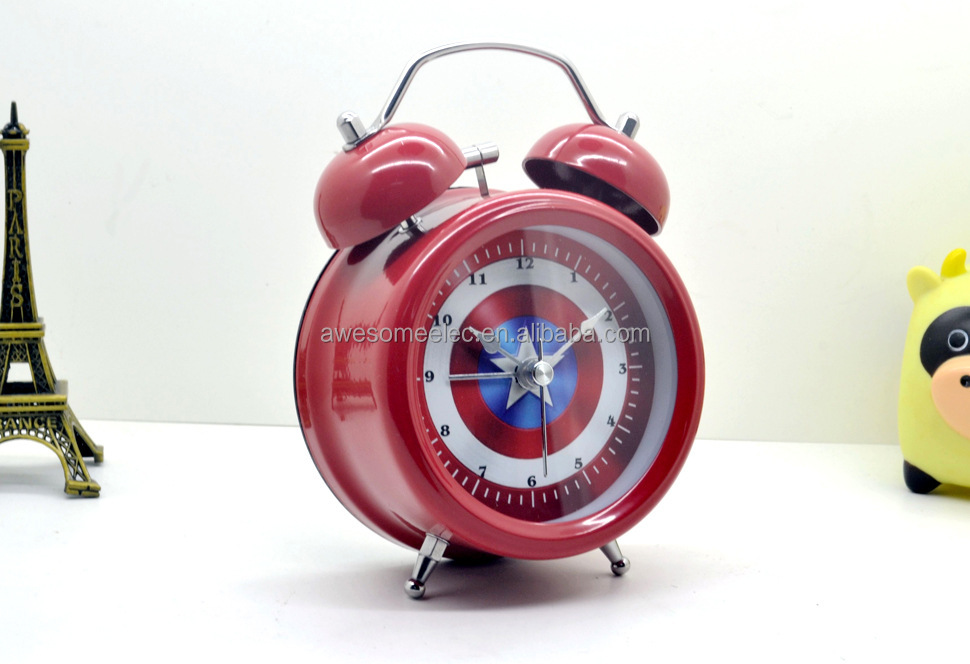 (Hot) настольные два Колокола Звонить Будильник, металл Цифровые Часы, мультфильм Часы для Детей