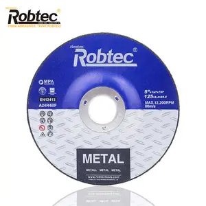 ROBTEC Cakram Gerinda Abrasif 4.5 Inci 115*6.0*22.2Mm, Cakram Pemotong Baja Tahan Karat Logam untuk Gerinda Sudut Cakram Abrasif