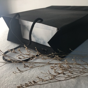 Tùy Chỉnh Sang Trọng Matte Lamination Giấy Đen Mua Sắm Quà Tặng Túi Với <span class=keywords><strong>Nylon</strong></span> Xử Lý - Product Image 5