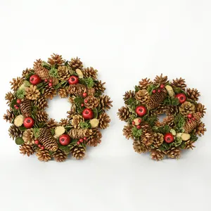 Wreath Decor GY BSCI New Design Handmade Crafts Natural Pinecone Xmas Christmas Decorative Wreath