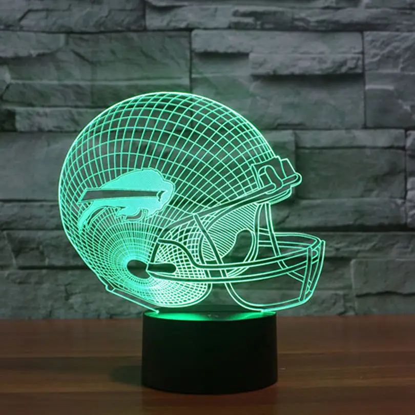 STL Drop Ship NFL Buffalo Bills Football Helmet LED Light 7 Color Table Lamp Colorful 3D Night Light Child Christmas Gift