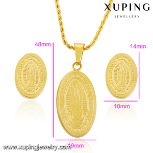 63789 Xuping dubai 24K color oro estilo religioso Virgen Maria aretes y collar set de joyas para mujeres - Product Image 3