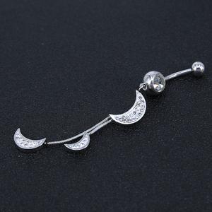 Chirurgisch staal penis navel piercing maan hanger opknoping navel ringen - Product Image 2