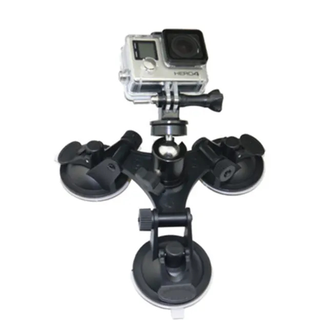 Hot Product Wholesale Car Triple Suction Cup Mount For Sjcam Gopro Action Camera