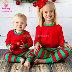 Conjunto de Pijamas de Natal para Família em Atacado, Pijamas de Dormir em Listras Vermelhas e Verdes para Crianças - Product Image 3