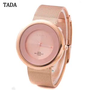 新品牌 TADA hot 女士手表全钢网表带日本石英机芯 3ATM 防水金石英模拟手表