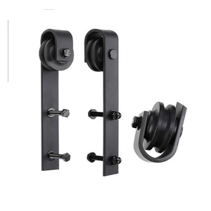 <strong>Heavy</strong> <strong>Duty</strong> Industrial Interior Metal Iron <strong>Steel</strong> Double <strong>Steel</strong> <strong>Roller</strong> Guide Sliding System Wood Barn <strong>Door</strong> Hardware Kit Set