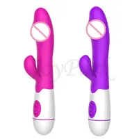 JoyPark-consolador vibrador de silicona suave para mujer, con Motor Dual, 10 velocidades, conejo rosa