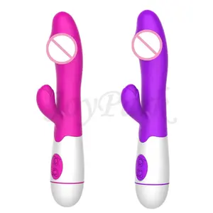 JoyPark Meilleur 10 Vitesses Femelle Double Moteur Doux Gode Vibrant En Silicone Rose Lapin Vibrateur Femmes