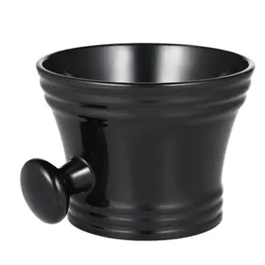 Durable de plástico negro salón de peluquería brocha de afeitar taza tazón de pelo de los hombres barba jabón de afeitar taza de afeitado aseo herramienta para los hombres