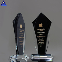 Plaques de récompense en cristal d'affaires en gros, échantillon, K9, noir, cristal de verre vierge, plaques de récompense en cristal, trophée