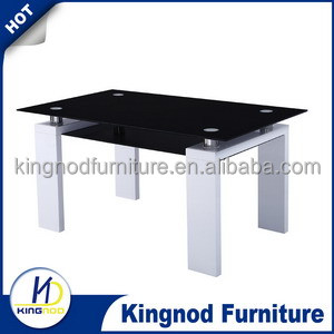 <strong>White</strong> and Black MDF High <strong>Gloss</strong> Tempered Glass <strong>Dinning</strong> <strong>Table</strong> - Product Image 4