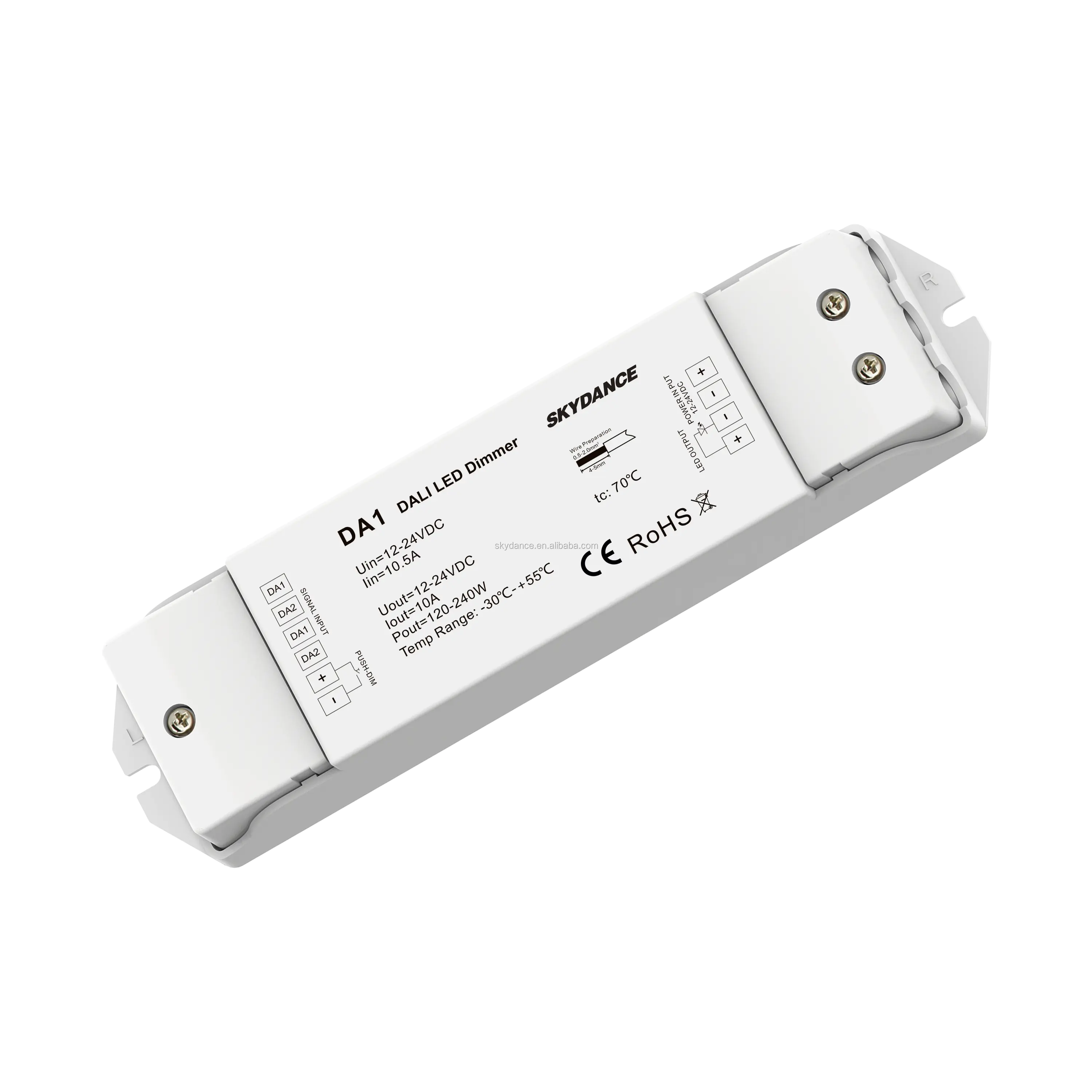 SKYDANCE DA1 12-24V DALI LED Dimmers 1 Channel DALI Receiver Constant Voltage Controller With Push-dim Switch