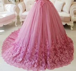 Elegante Vestido de Novia Musulmán Rosa Intenso de Manga Larga para Niñas - Product Image 2