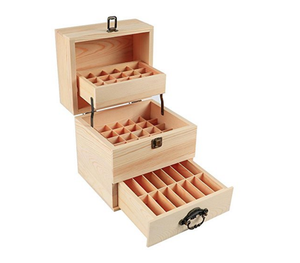 Boîte de rangement pour huiles essentielles <span class=keywords><strong>Doterra</strong></span> en bois de pin à 3 niveaux et 59 emplacements, boîte en bois pour huiles essentielles Young Living - Product Image 3