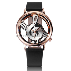 Unico Classico Donne Vigilanza Del Quarzo Delle Signore Hollow Nota Musicale cinturino in pelle Orologio Da Polso moda Gfit Orologio Casual femminile - Product Image 3