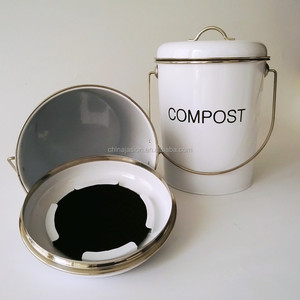 Cream Metal Kitchen <strong>Compost</strong> Caddy - Composting <strong>Bin</strong> for <strong>Food</strong> Waste Recycling - Product Image 2