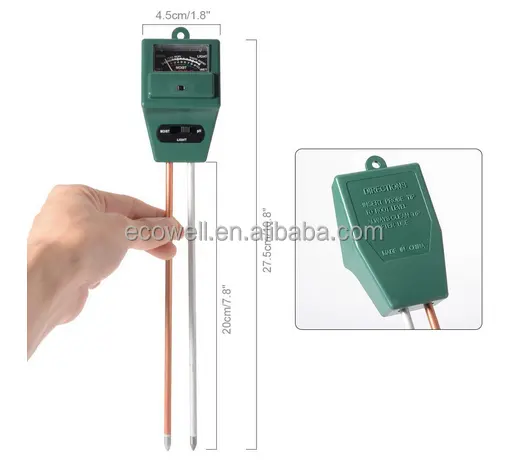 Soil pH Meter, 3-in-1 Plant Soil Moisture Sensor/pH/Light Tester für Gardener