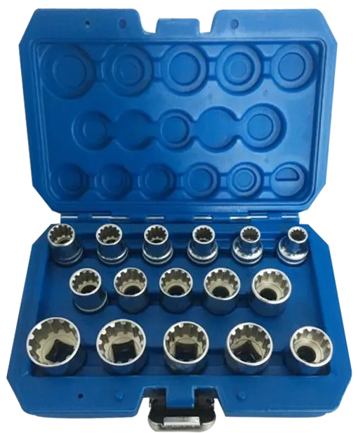 12-Corner Socket Set 16 pcs with Storage Case