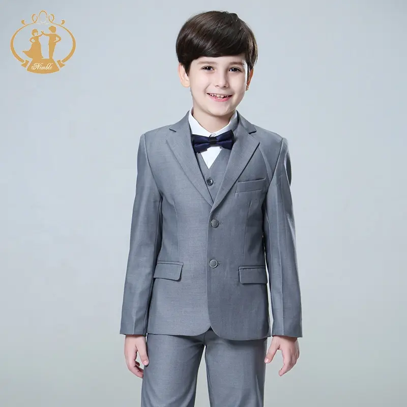 Nimble Uniform Blazer New 3pcs Boys Track Suits Coat Vest Pants Striped Black School Uniform Blazer Tuxedo for BOYS