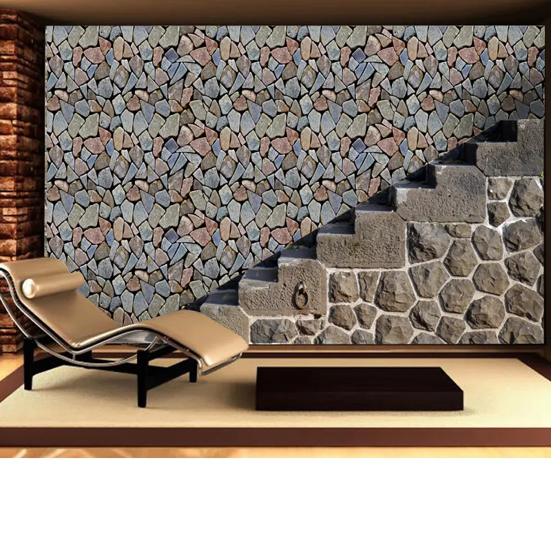 YIYAO 11 Yard Stone Wallpaper Peel and Stick Removable Castle Tower Brick Rock Wall Fortress