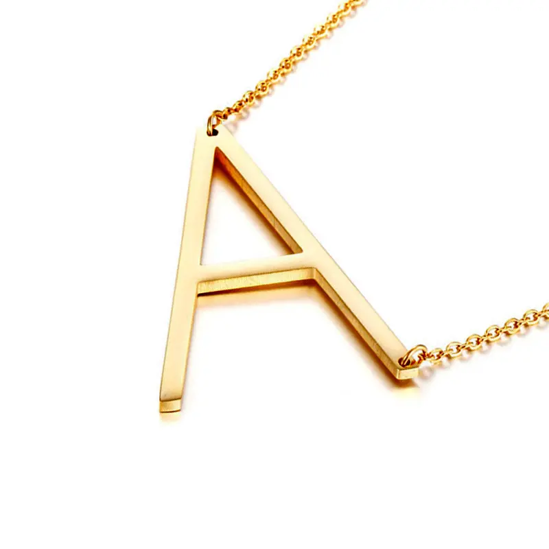 Wholesale Best Friend Gift Charm DIY Personalised Custom Sideways Initial Letter Necklace For Her Birthday Gift