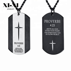 In Acciaio Inox Bible Verse Proverbi 4:23 Croce Dog Tag Pendente Della Collana per Gli Uomini - Product Image 1