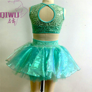 Nouveau BestDance <span class=keywords><strong>Aqua</strong></span> Sequin Tulle Robe de danse latine pour filles Ballet et jupe gonflée Tailles XS-XL - Product Image 3
