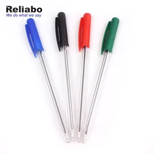 Reliabo China Factory Promotional Cheap Transparent Plastic Ball Point Simple Pen With Cap