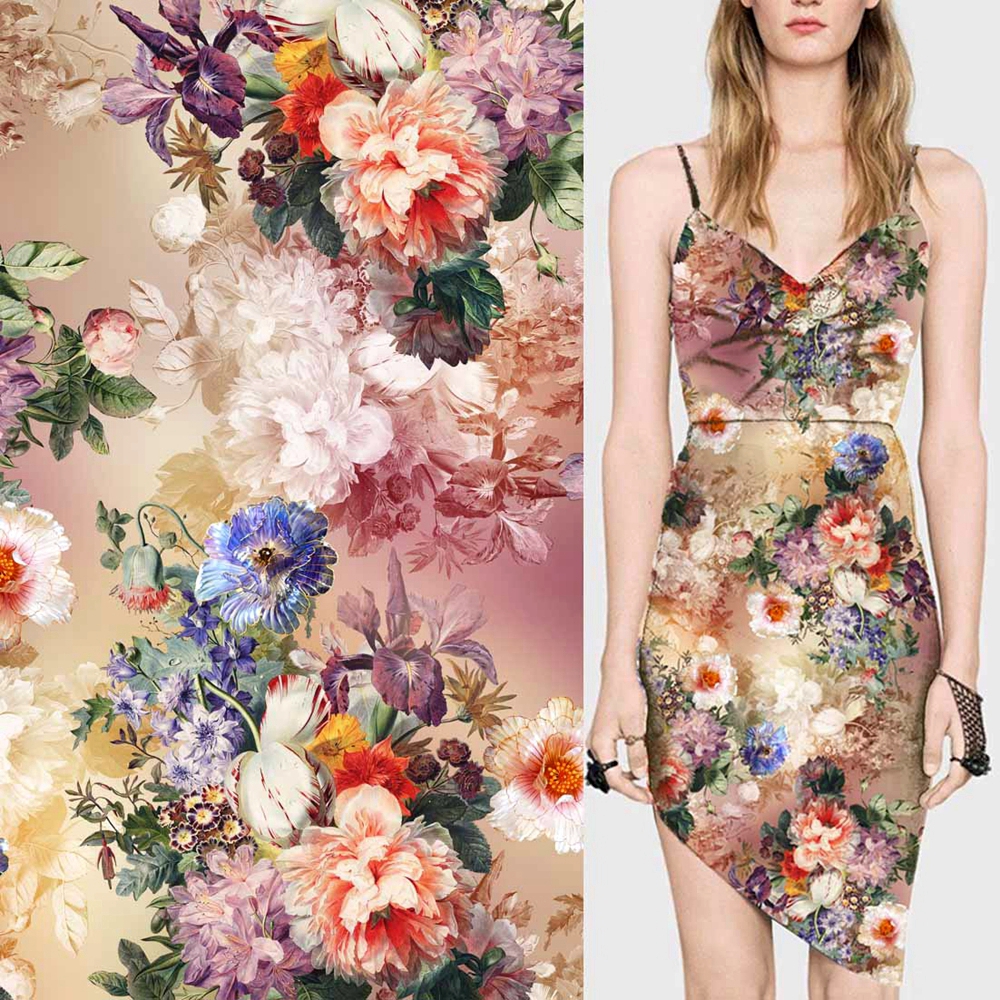 Высококачественная износостойкая цифровая плотная атласная ткань с принтом для одежды