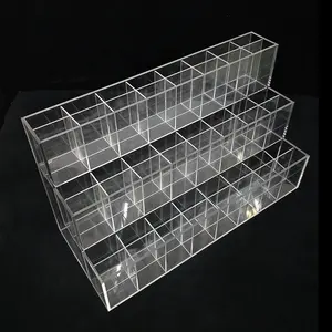 Clear Step Style Pencil Rack 3 Tier 48 Holes Acrylic Pen Pencil Display Stand