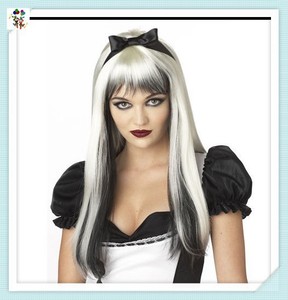 Dark Alice barato largo <span class=keywords><strong>Rubio</strong></span> negro Color fiesta disfraz Halloween pelucas - Product Image 2