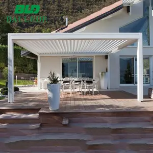 Hợp Kim Nhôm Chống Mưa Có Thể Điều Chỉnh Louver Cơ Giới Kim Loại Gazebo 4x4