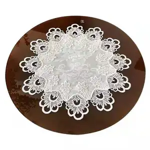 China wholesale beautiful Round Lace Placemat Table Cup Mat