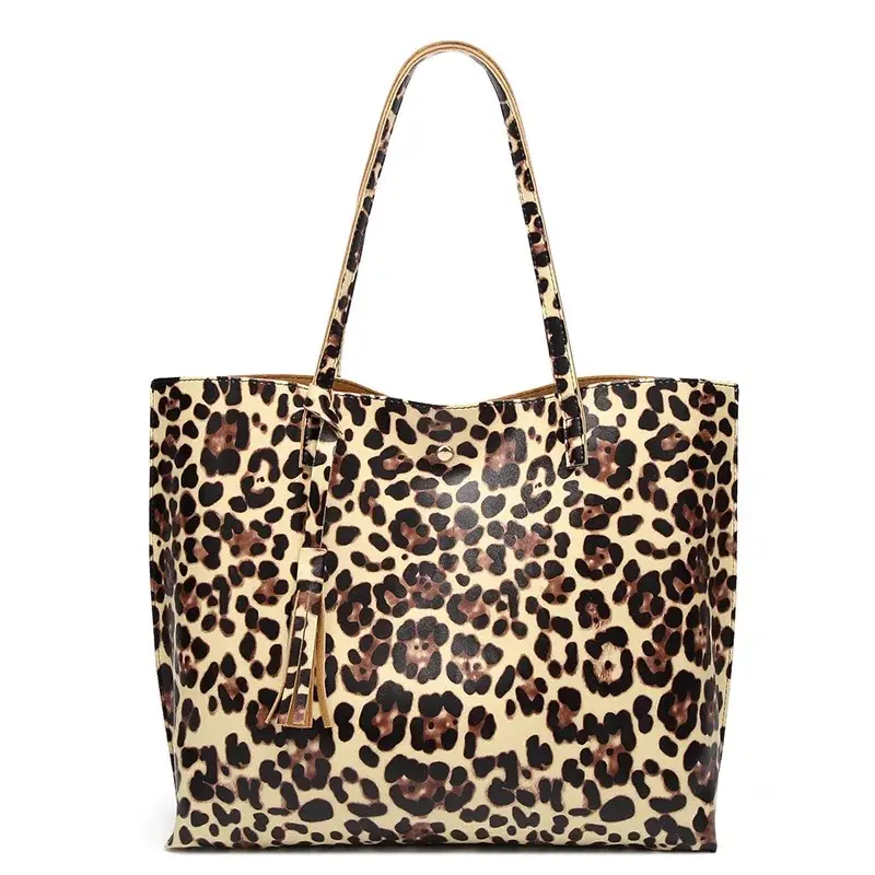 2018 einfache einkaufstasche handtasche PU leder leopard print tasche