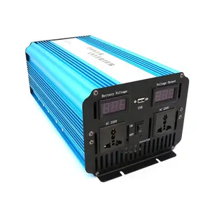 Inversor de potencia de onda sinusoidal pura DC12V/24V/48V a AC110V/220V 1500W para energía solar eólica