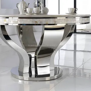 DH-824 de metal moderno de vidrio templado mesa de comedor