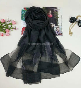 2018 alta qualità Hangzhou produttore moddish ladys Hijab scialli Tie tye sciarpe di seta di lana all'ingrosso ricamate - Product Image 1