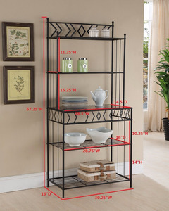 Nero Mobili In Metallo Con Finitura Nera 5-Tier <span class=keywords><strong>Bakers</strong></span> Rack di Stoccaggio Supporto Da Pavimento - Product Image 3