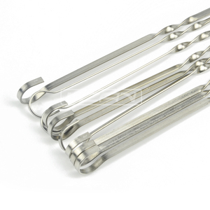 10 UNIDS Camping BARBACOA <span class=keywords><strong>Pinchos</strong></span> de Acero Inoxidable Palillos Parrilla Pinches de <span class=keywords><strong>Brochetas</strong></span> Con Anillo-Punta Mango - Product Image 2