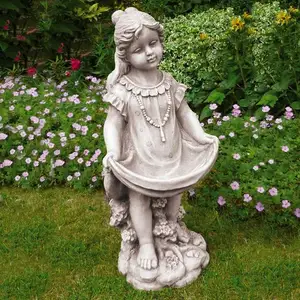 아이와 여자 큰 대리석 돌 정원 동상