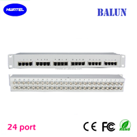 Panel patch konverter antarmuka 24 port BALUN BNC ke RJ45