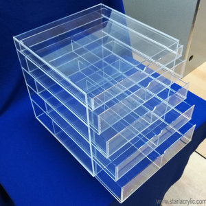 Custom Deluxe Clear Acrylic 5 Drawer Jewelry <strong>Storage</strong> Stand 5 <strong>Chest</strong> Clear Acrylic Make up Organizer Box - Product Image 5