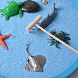Vente en gros d'usine de jardins zen avec plateau rond et accessoires d'animaux marins, mini kit de jardin zen avec panneau pour bureau - Product Image 3