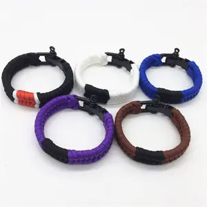 Phong Cách Mới Brazil Jiu-jitsu Ribbon Belt Paracord Bracelet Với Khóa Kim Loại Đen Có Thể Điều Chỉnh