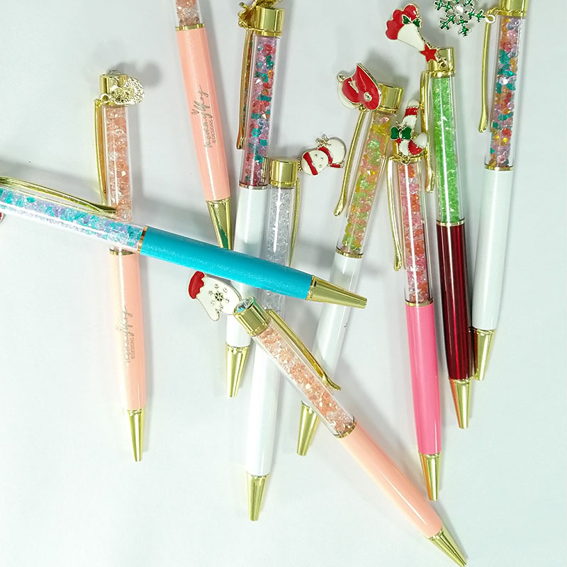 Custom Metal Christmas Snowman Pen With Tree Charms & Logo Oem