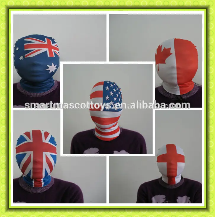 caliente la venta de un ajuste de tamaño todo el diseño de la cara del spandex máscaras zentai máscara