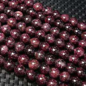 Perles rondes en pierre naturelle rouge grenat 8mm