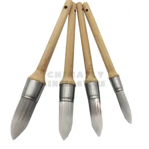 CTWHPB026 Top Quality bamboo Wood handle synthetic polyester filament chalk Paint Brush set