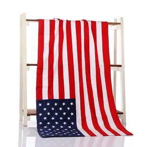 Stampa personalizzata 100% cotone bandiera americana spiaggia asciugamano